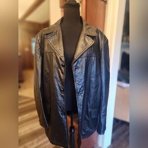 Cooper leather coat, black leather, size 44